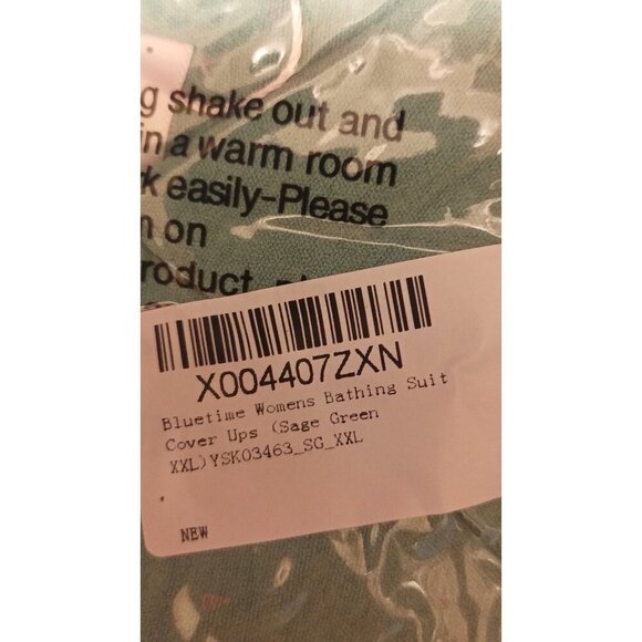 Bluetime Women's Bathing Suit Cover Up V Neck 3/4 Sleeve Casual 2XL Sage Green - Picture 8 of 13